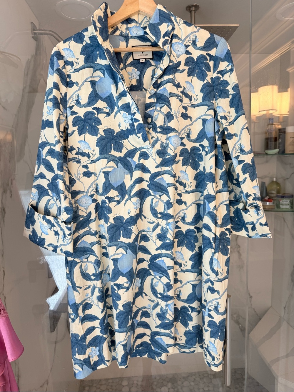 Tuckernuck Blue Floral Cotton Tunic Dress